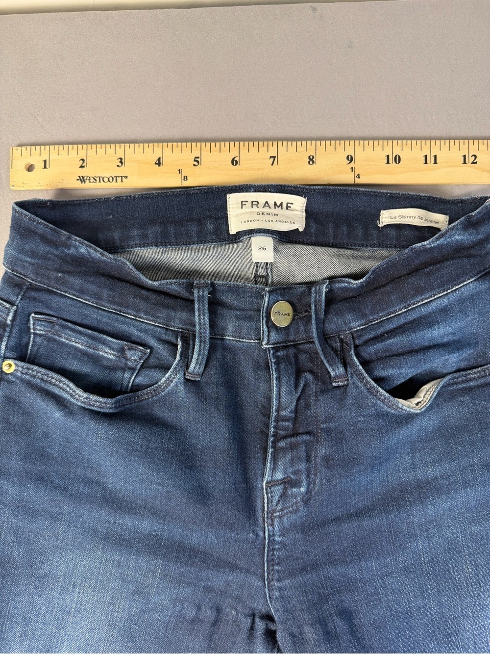 Frame Denim Women's Dark Blue High-Rise Le Skinny De Jeanne Jeans Size 26 - Picture 4 of 10